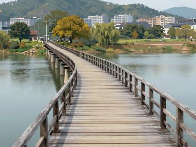 AI-generated illustration of Wooden Footbridge (Hurden) / Holzbrücke Rapperswil-Hurden